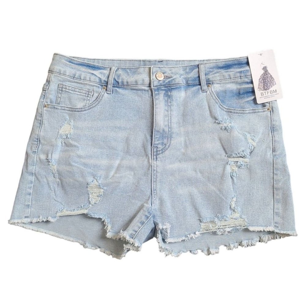 NWT Jeans Cut-Off Denim Shorts Womens Size XL High Rise Raw Hem Distressed WJ025